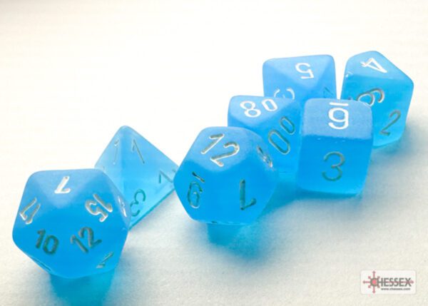 image of Chessex: Frosted Mini-hedral Caribbean Blue/White 7-Die Set sample