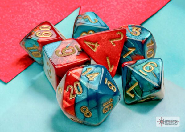 photo of Chessex: Gemini Mini-hedral Red-Teal/Gold 7-Die Set