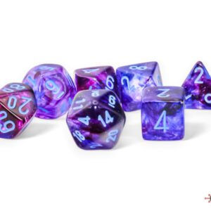 image of Chessex: Nebula Mega-hedral Nocturnal/Blue Luminary 7-Die Set