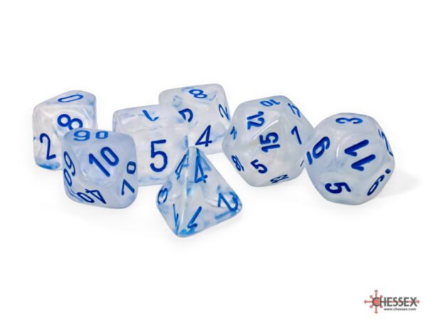 image of Chessex: Borealis Mega-hedral Icicle/Light Blue Luminary 7-Die Set