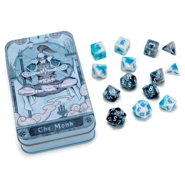 photo of RPG Class Dice Set: Monk dice and tin