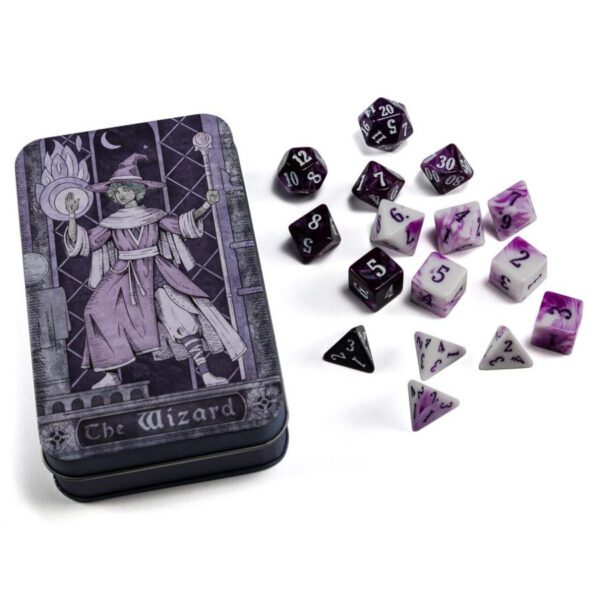 photo of RPG Class Dice Set: Wizard (16) dice and tin