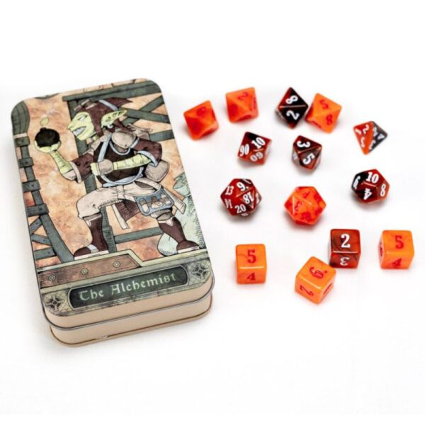 image of RPG Class Dice Set: Alchemist tin and dice