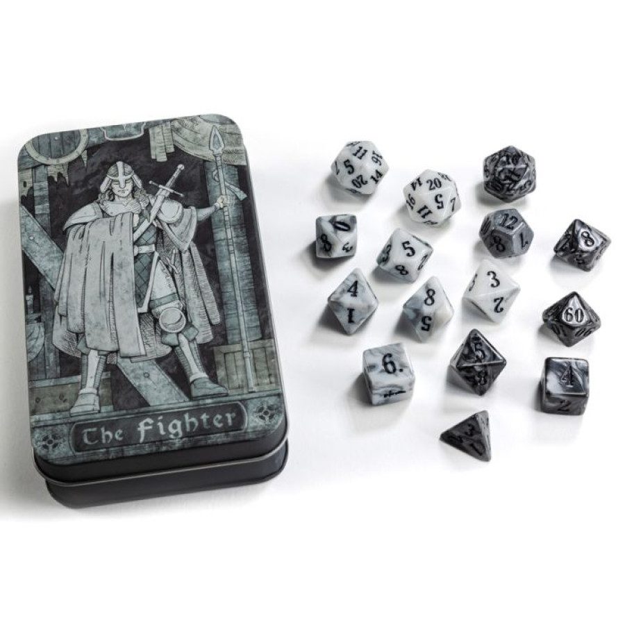 image of RPG Class Dice Set: Fighter tin and dice