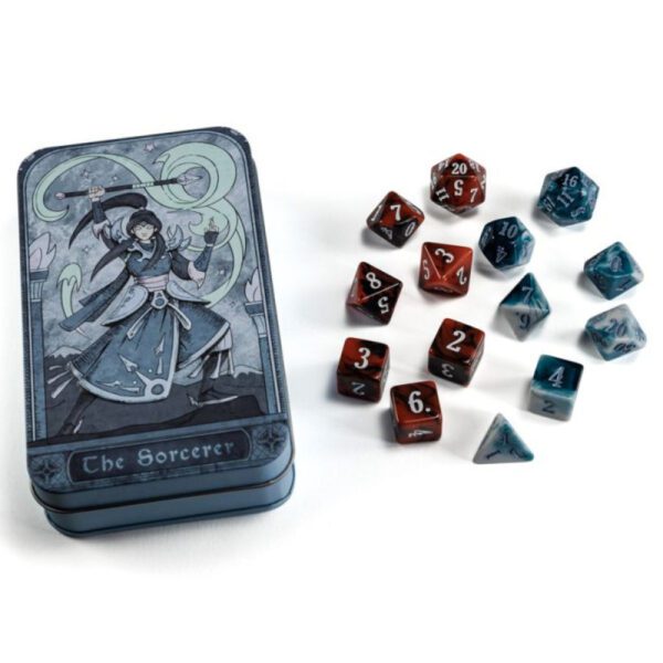 image of RPG Class Dice Set: Sorcerer tin and dice