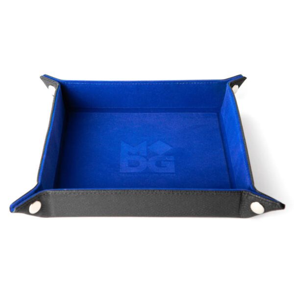 image of blue Velvet Dice Tray With Leather Backing