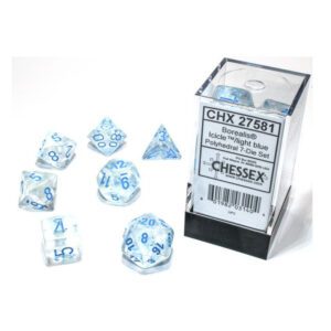 image of Chessex: Borealis Icicle/Light Blue Luminary Polyhedral 7-Dice Set in display