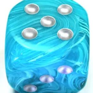 image of Chessex: Cirrus Aqua/Silver 50mm D6 Dice w/Pips