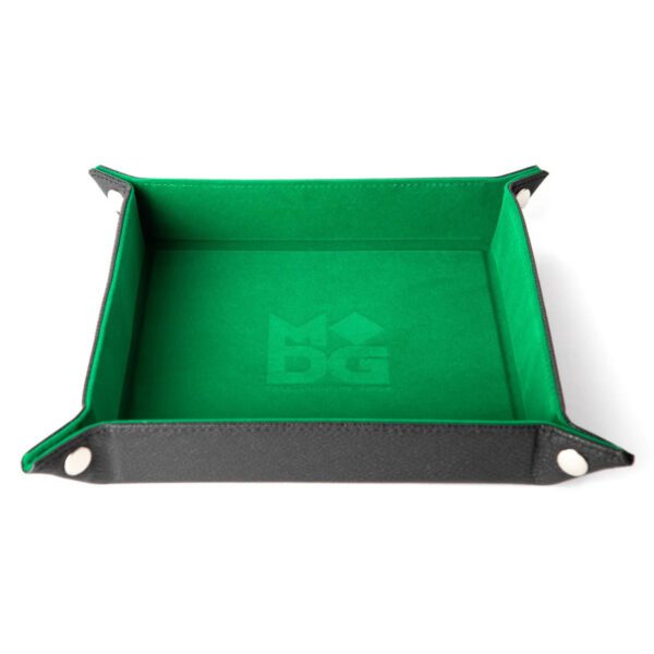 image of green Velvet Dice Tray With Leather Backing