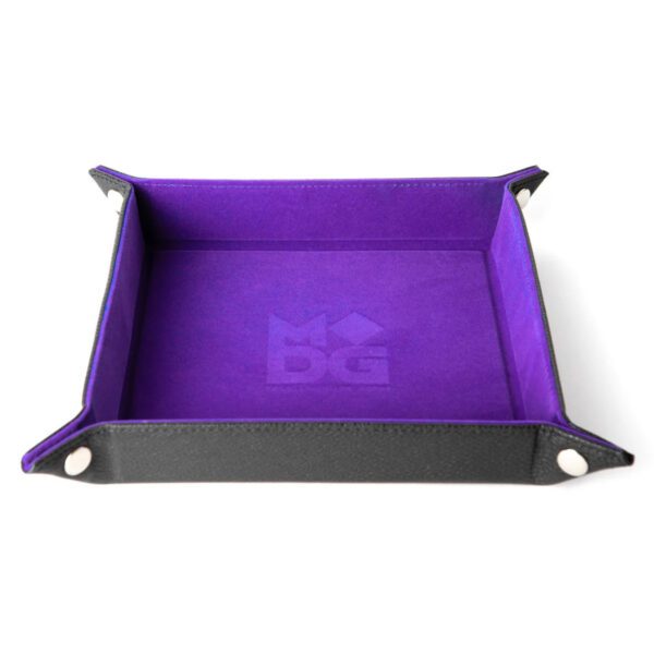 image of purple Velvet Dice Tray With Leather Backing