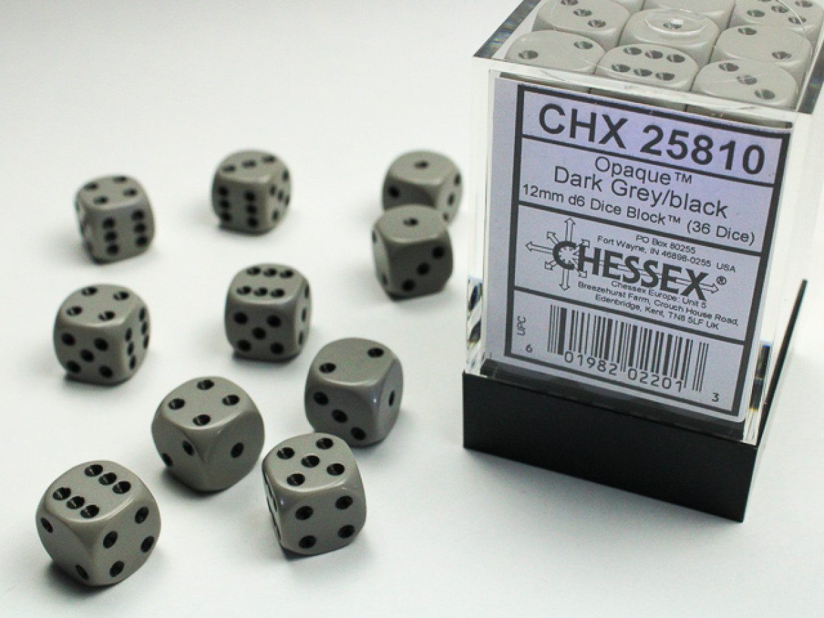 photo of Chessex: Opaque Dark Grey/Black 12mm d6 Dice Block (36 dice)