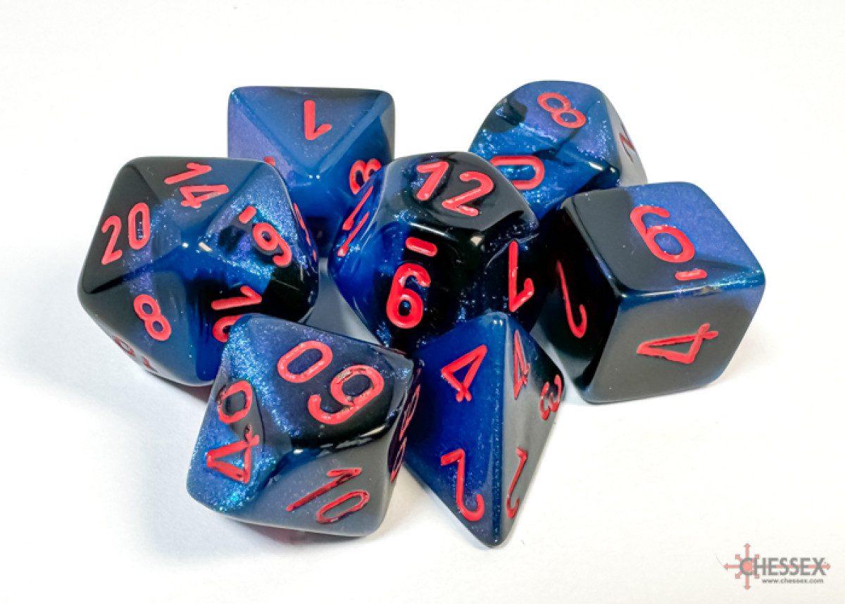 image of Chessex: Gemini Black-Starlight/Red Polyhedral 7-Dice Set