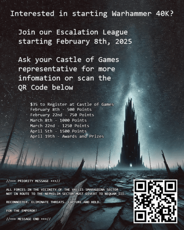 Warhammer 40k Escalation League 02/08/2025 - 04/19/2025 poster