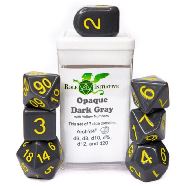 image of Role 4 Initiative: 7-Set Opaque Dark Gray with Yellow