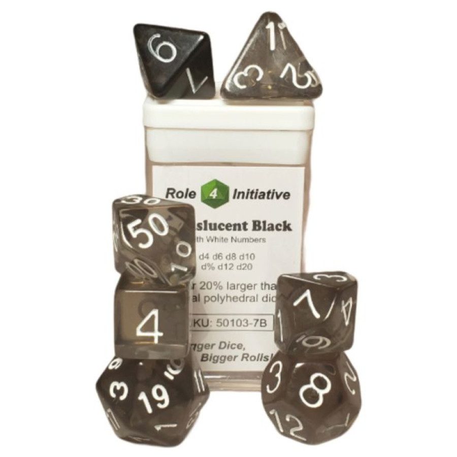 image of Role 4 Initiative: 7-Set Translucent Black with White