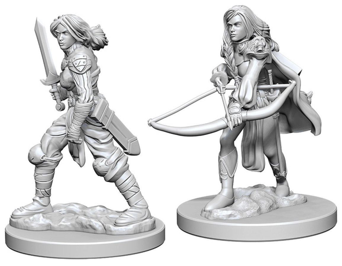 image of WizKids Deep Cuts Unpainted Miniatures: W01 Human Female Fighter