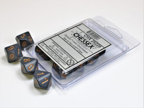 photo of Opaque Dark Grey/Copper Set of Ten d10s