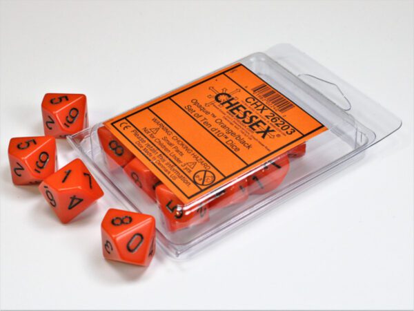 photo of Chessex: Opaque Orange/Black Set of Ten d10s