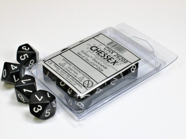 photo of Chessex: Opaque Black/White Set of Ten d10s