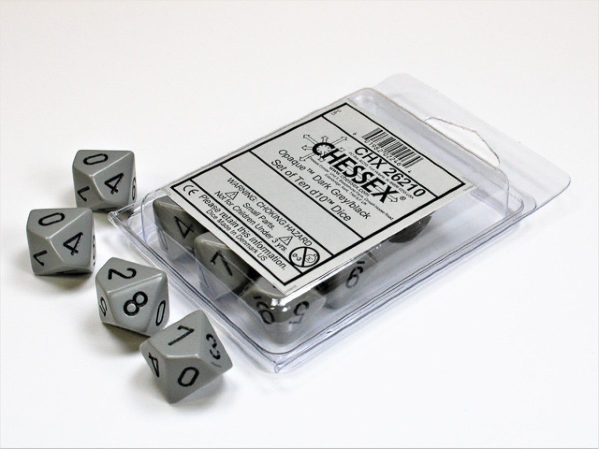 photo of Chessex: Opaque Dark Grey/Black Set of Ten d10s