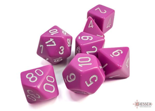 Chessex: Chessex: Opaque Light Purple/White Polyhedral 7-Dice Set loose