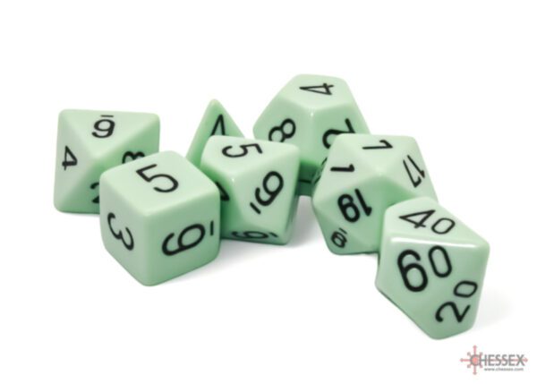 Chessex: Opaque Pastel Green/Black Polyhedral 7-Dice Set - Image 2