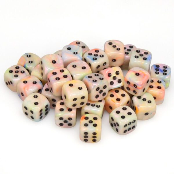 Festive Circus/Black 12mm D6 Dice Pile (36 Dice)