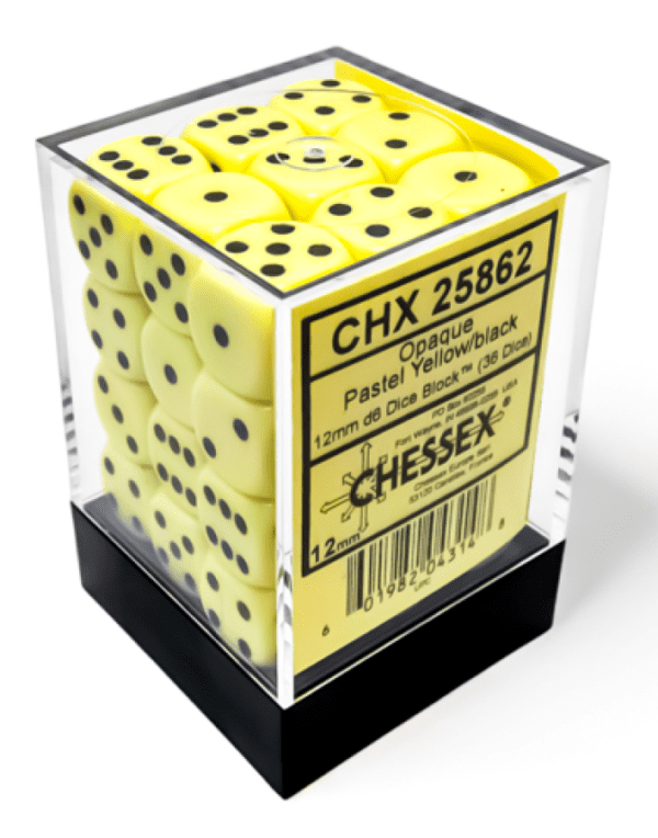 Opaque Pastel Yellow/Black 12mm d6 Dice Block