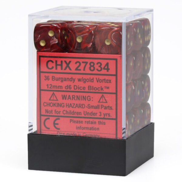 Photo of Vortex Burgundy/Gold 12mm d6 Dice Block