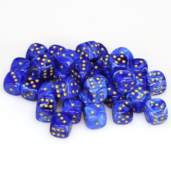 Vortex Blue/Gold 12mm d6 Dice pile (36 Dice)