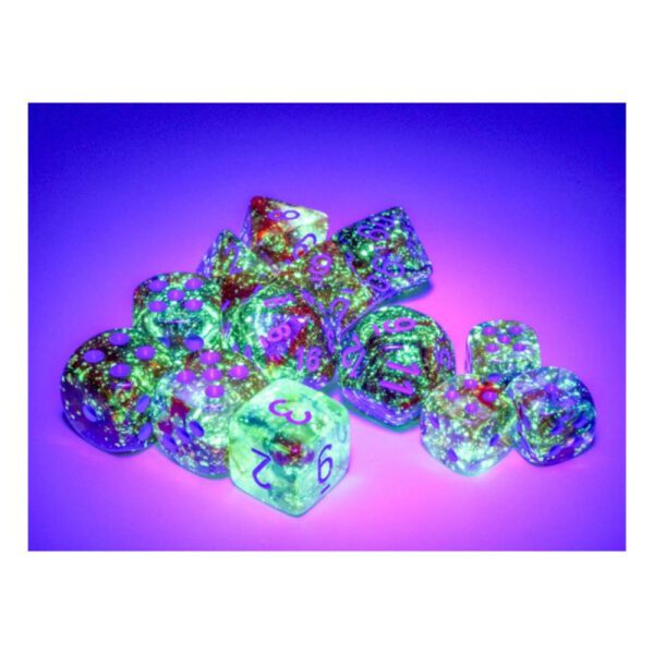 image of Chessex: Nebula Primary/Blue Luminary Polyhedral 7-Dice Set glow effect