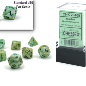 image of Chessex: Marble Mini-hedral Green/Dark Green 7-Die Set