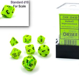 image of Chessex: Vortex Mini-hedral Bright Green/Black 7-Die Set