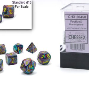 image of Chessex: Festive Mini-hedral Mosaic/Yellow 7-Die Set