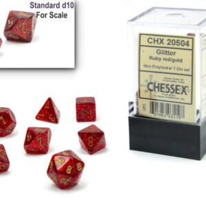 image of Chessex: Glitter Mini-hedral Ruby Red/Gold 7-Die Set