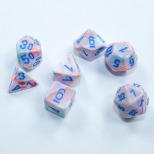 image of Chessex: Festive Mini-hedral Pop Art/Blue 7-Die set