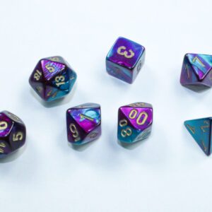 photo of Chessex Gemini Mini-hedral Purple-Teal/Gold 7-Die Set