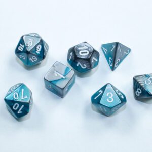 photo of Chessex: Gemini Mini-hedral Steel-Teal/White 7-Die Set