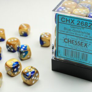 image of packaged Chessex: Gemini Blue-Gold/white 12mm d6 Dice Block (36 dice)