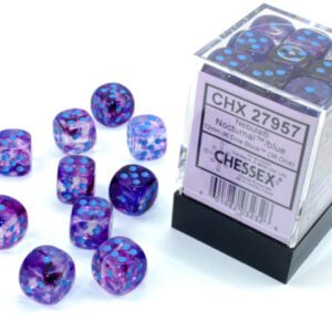 image of packaged Nebula Nocturnal/Blue Luminary 12mm d6 Dice Block (36 dice)
