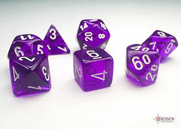Chessex: Translucent Mini-hedral Purple/White 7-Die Set
