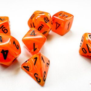 image of Chessex: Vortex Mini-hedral Orange/Black 7-Die Set