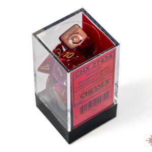 image of Chessex: Vortex Burgundy/Gold Polyhedral 7-Dice Set display
