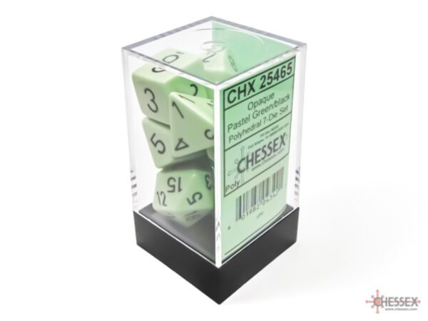 Chessex: Opaque Pastel Green/Black Polyhedral 7-Dice Set