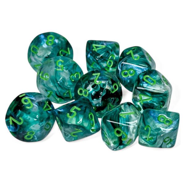 photo of Chessex: Borealis Kelp/light green Luminary Set of Ten d10s