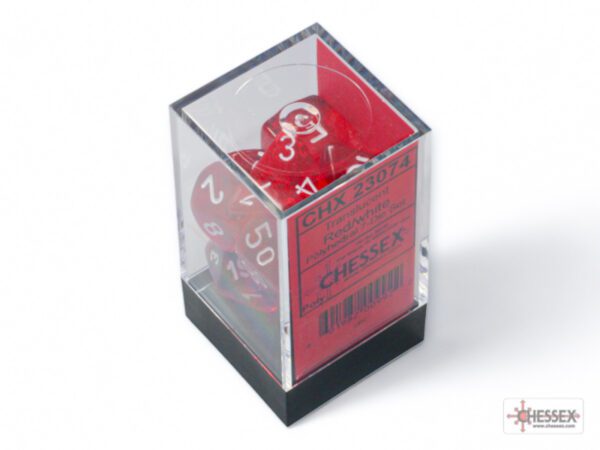 photo of Chessex: Translucent Red/White Polyhedral 7-Dice Set box