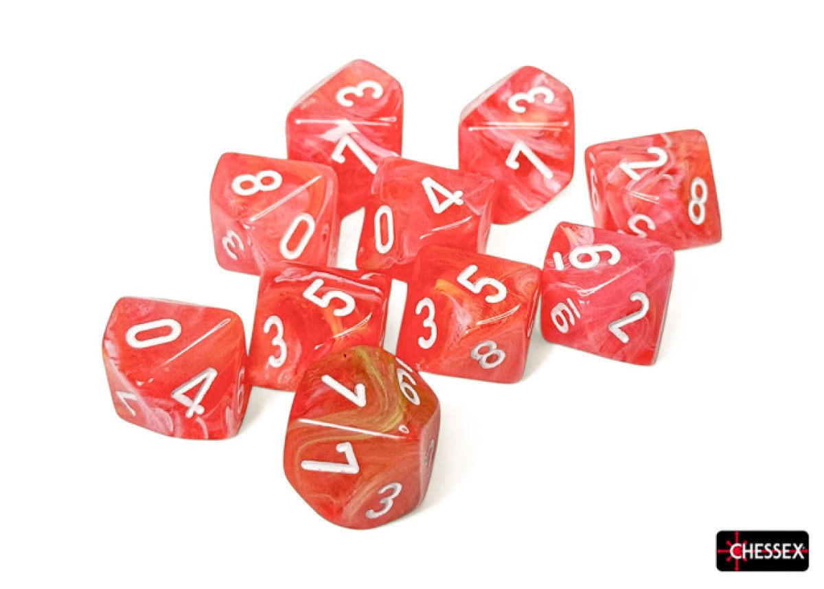 photo of Chessex: Festive Dahlia/white Luminary Set of Ten d10s
