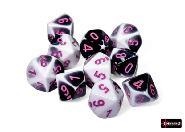 photo Chessex: Gemini Black-White/pink Set of 10 d10s