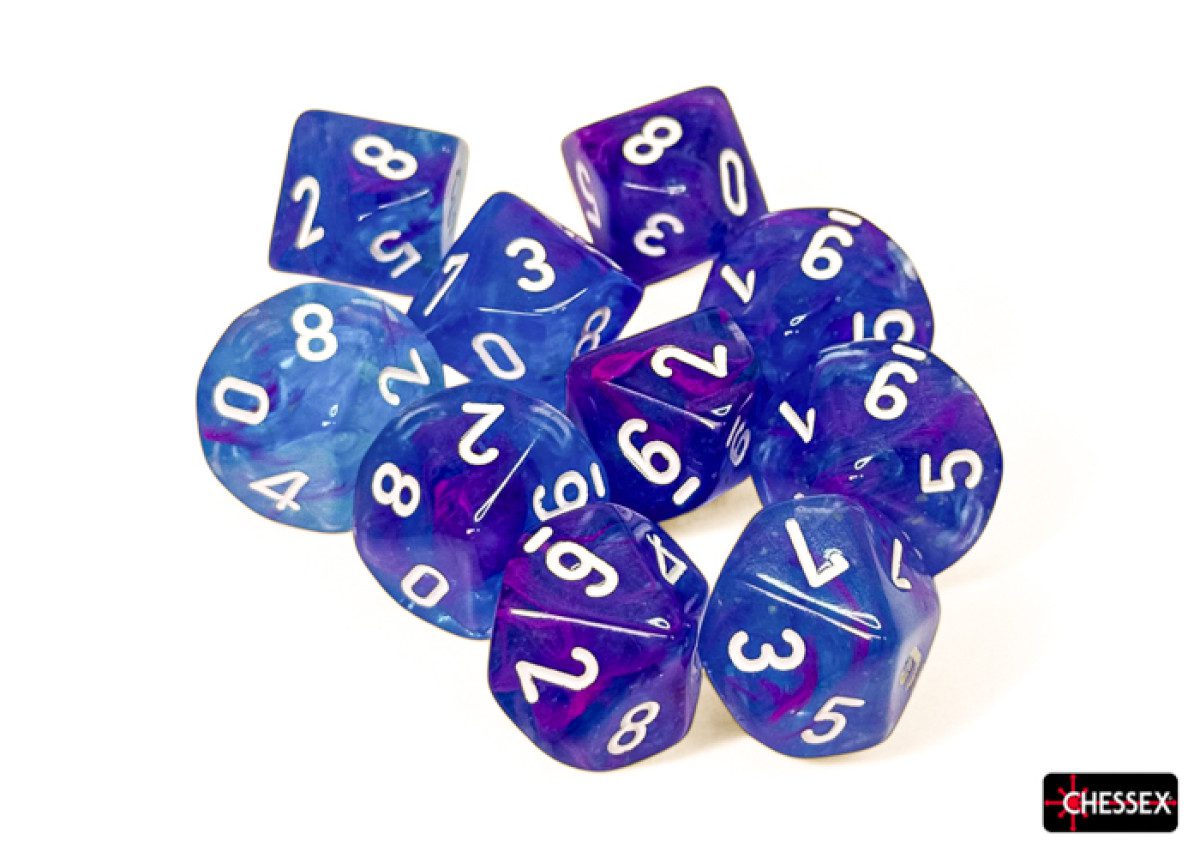 photo of Chessex: Nebula Aura/white Luminary Set of Ten d10s
