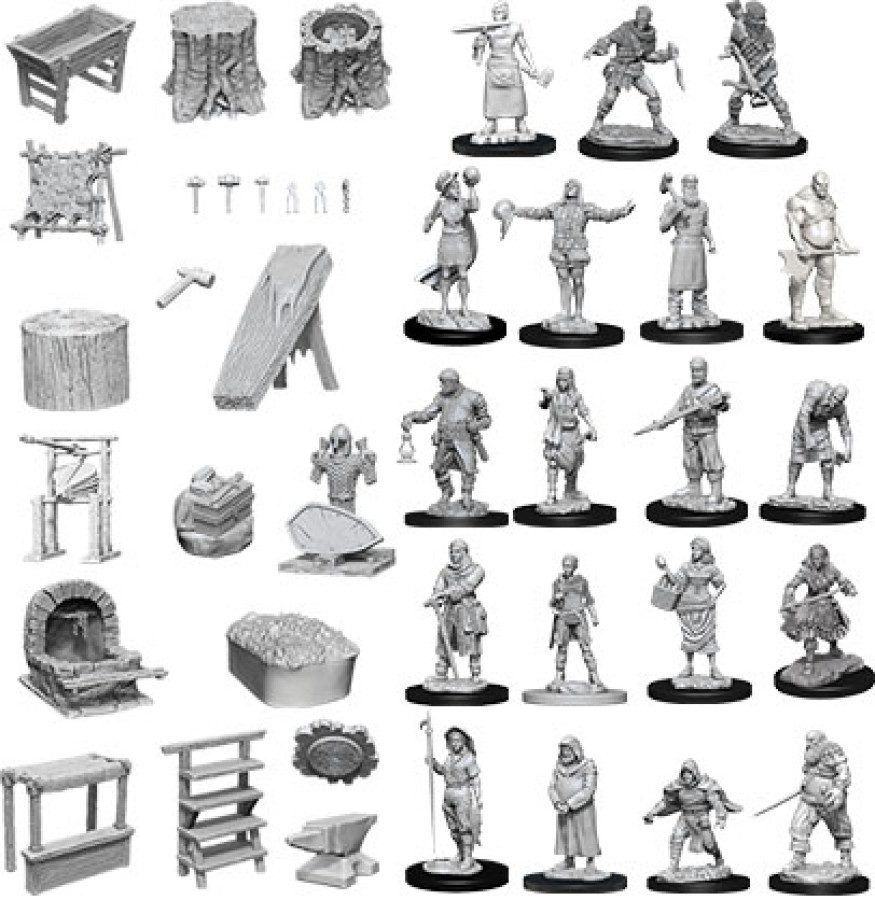 photo of WizKids Deep Cuts Unpainted Miniatures: W08 Townspeople & Accessories miniatures